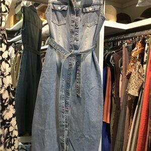Denim Sleeveless Belted Dress